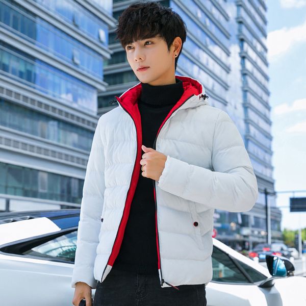 

2020 men hooded girh thickening pure color cultivate one's morality leisure joker tide cotton-padded clothes, Black