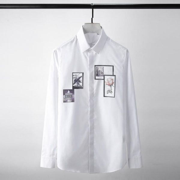 

minglu luxury men shirt fashion new color painting printed long sleeve man shirts plus size 3xl 4xl slim fit mens dress shirt, White;black