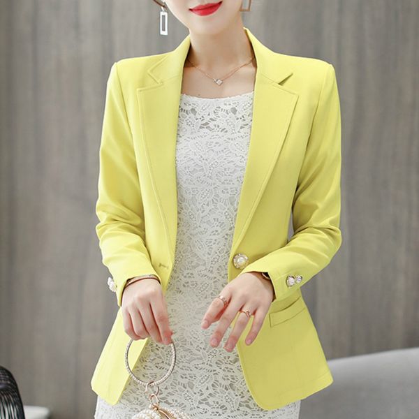 

nice autumn spring women blazers and jackets new korean slim coat women's suit office lady yellow black blazers solid suits, White;black