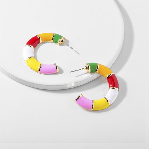 

new original design c-shaped earrings european and american explosion models alloy drop oil simple fashion earrings, Golden;silver