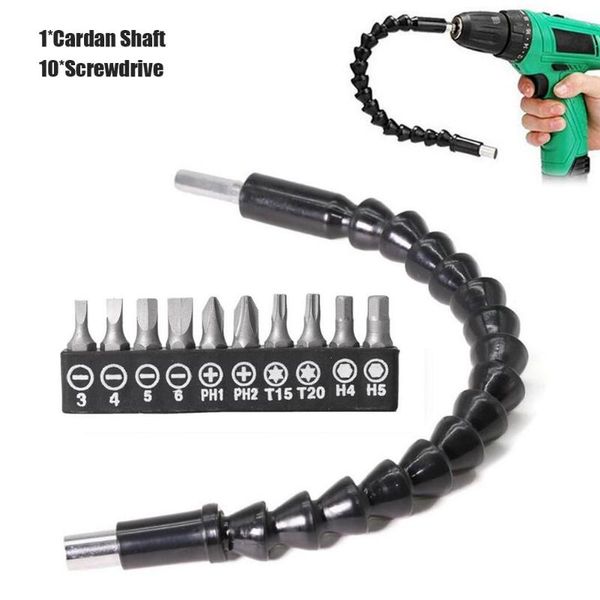

10pcs screwdriver drill bit set flexible shaft bits extention shaft screwdriver bit holder connect link electronics drill