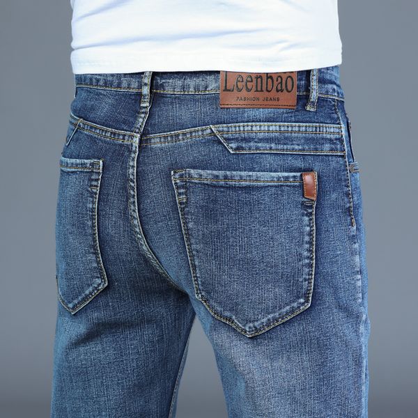 

men's jeans spring autumn 2021 smart business fashion straight regular blue stretch denim trousers classic men plus size 28-40
