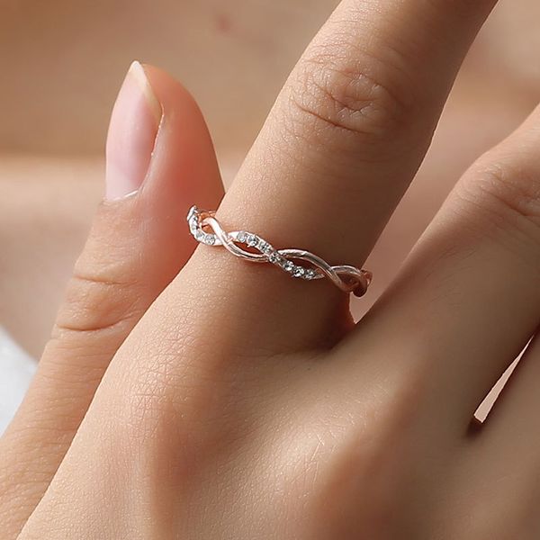 

3 colors available twisted cz engagement rings girls wedding rings for women jewelry anniversary gift x253, Slivery;golden