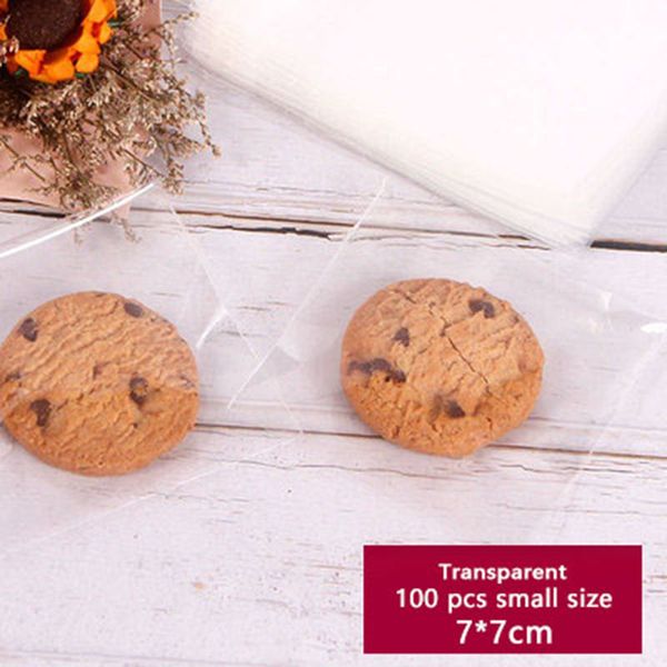 

100pcs/lot cookies self adhesive soap biscuits package bag no decoration transparent wedding birthday party gift bag