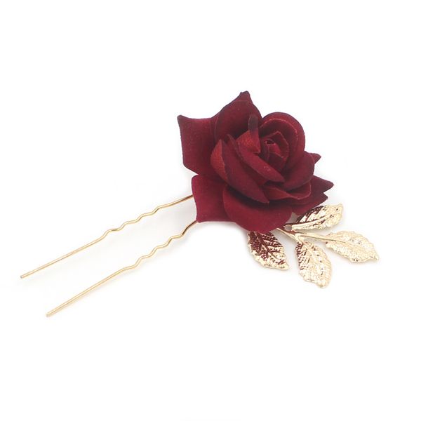 

leliin gold rose bridal hair pins wedding hair headpiece crystal comb bride hairpin jewelry, Golden;white