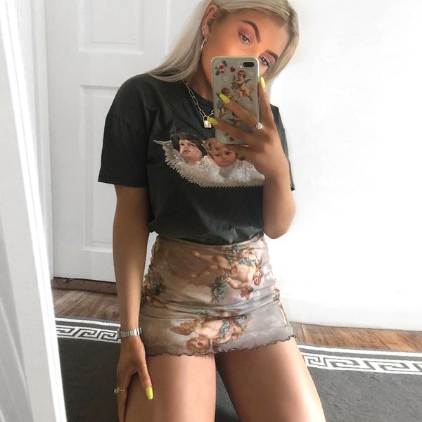 

suchcute sweet ruffles patchwork mesh high waist mini skirt womens 2019 streetwear summer casual korean harajuku pencil skirt, Black