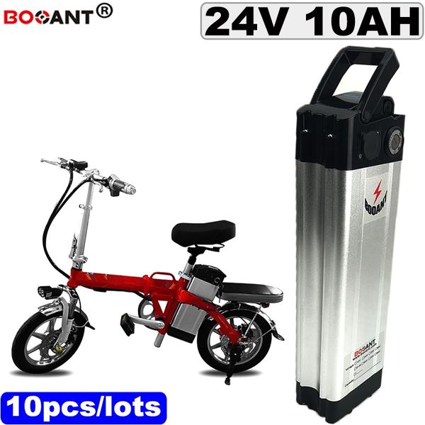 Niedrigster preis großhandel 10 stücke Silver Fish E-bike lithium-batterie 24 v 10ah elektrische fahrrad batterie für 250 watt 350 watt motor + 2A Ladegerät