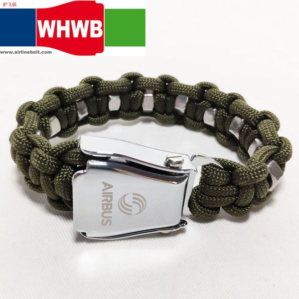 

army green nut airbus boeing airplane belt buckle survival strap paracord bracelet gear braided umbrella rope kit wristband