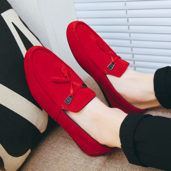 

2019 new style moccosins trend lazy men's shoes driving shoes versitile fashion suede slip-on men's, Black