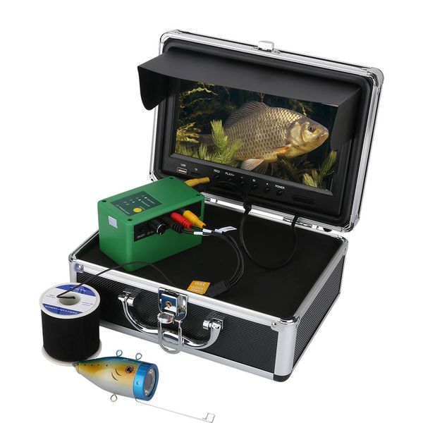 

pddhkk 9''inch monitor 1000 tvl fish finder underwater fishing waterproof dvr and camera 15pcs white leds + 15pcs infrared lamp