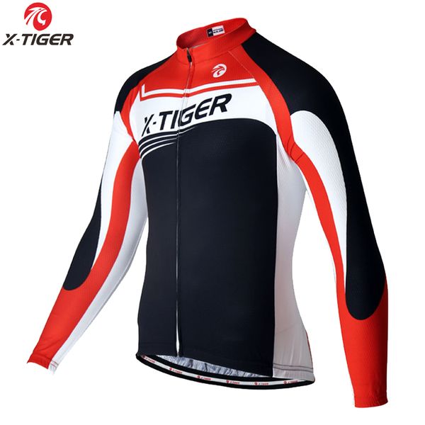 

x-tiger long sleeve cycling jersey mtb bike cycling clothing wear summer uv400 bicycle clothes ropa de ciclismo for man, Black;red