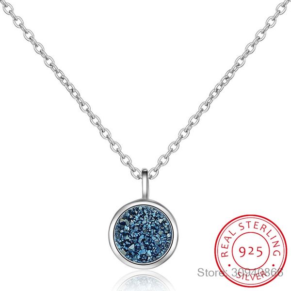 

925 sterling silver necklace blue crystal fragment dream star planet necklace for women chain choker s-n373 necklaces pendants