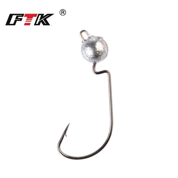

ftk fishing soft worm hooks 3.5g 5g 7g 10g jig lead lure hook high carbon steel wide super lock fishhooks lure softjerk hooks