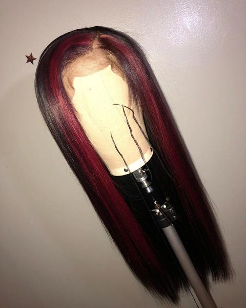 

silky straight wig front lace human hair wigs for women pre plucked human hair wig natural hairline linman, Black;brown