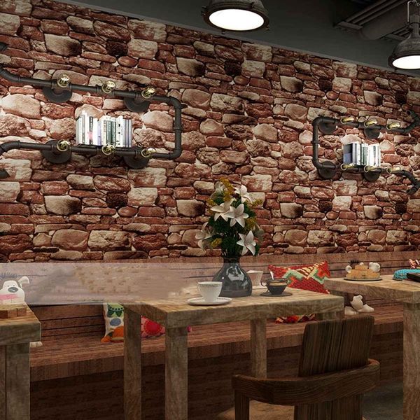 

waterproof 10m x 0.53m pvc vintage rustic stone brick background wallpaper roll living room bedroom background 3d wall paper