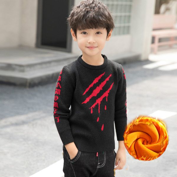 

new claw mark boy sweater boy warm creative long sleeve sweater fashion dogue, Blue