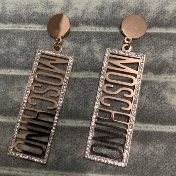 

высокое качество делюкс алмаз леди женская мода титан сталь очень большой квадрат письмо cz серьги для девочек мальчик любителей ювелирных и, Golden;silver