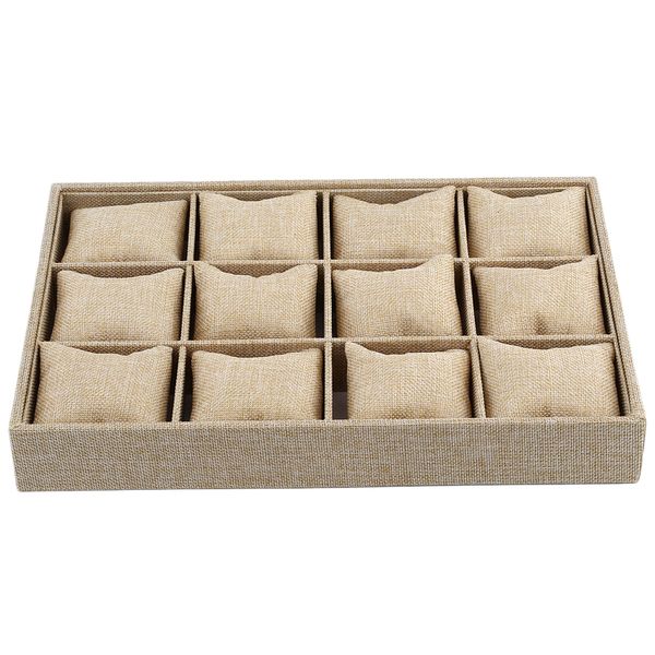 

12 slots pillow style jewelry watch bracelet display tray box necklace earring container boxes case jewelry organizer gift 2019, Black;blue
