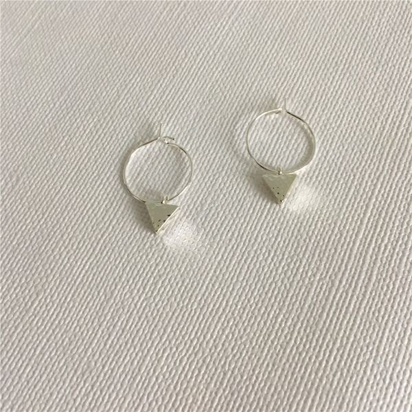 

trendy women earrings gold color plating hammered triangle charm hoop earrings, Golden;silver