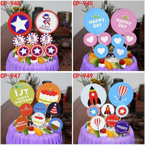 New Baking Birthday Cake Flag Kids Birthday Party Cake Decorations