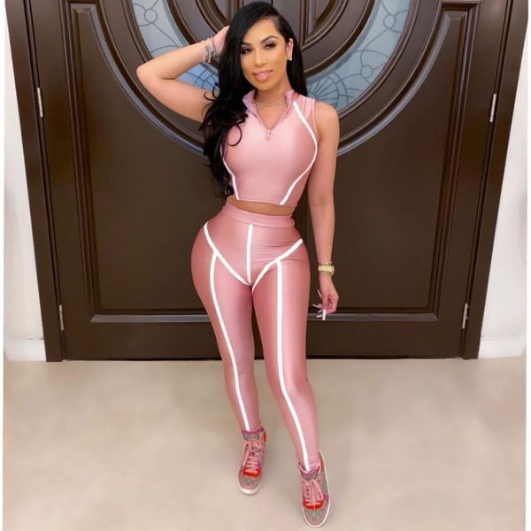 

2020 women sets summer tracksuits fitness sportswear sleeveless +pants suit two piece set sporty outfits 2 pcs street, White
