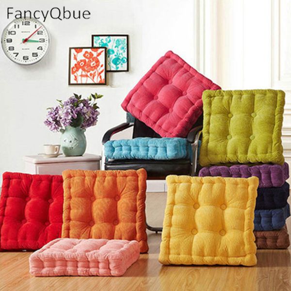 

thick corduroy elastic chair cushions for kitchen chair solid color seat cushion square floor cushion 40*40*10cm