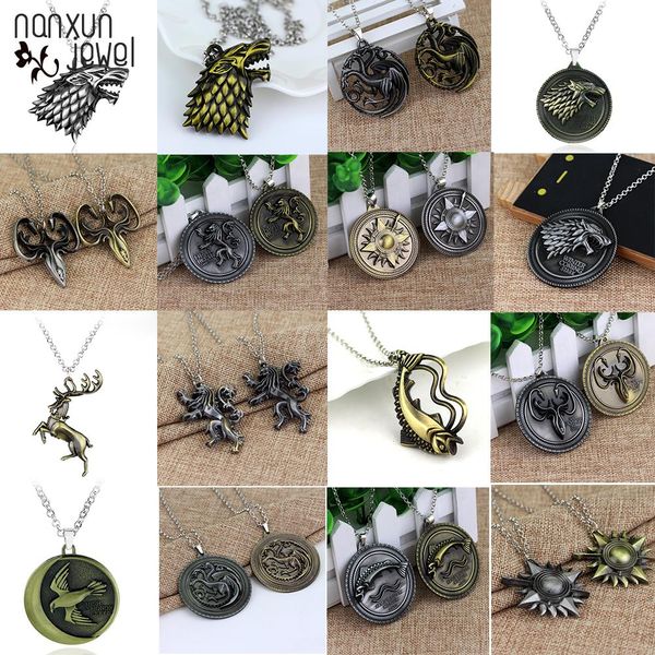 

26 styles trendy movie series necklace wolf dragon pendant punk necklaces gifts for men women jewelery, Silver