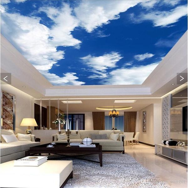 Wholesale 3d Wallpaper Mural Decor Photo Backdrop Blue Sky White