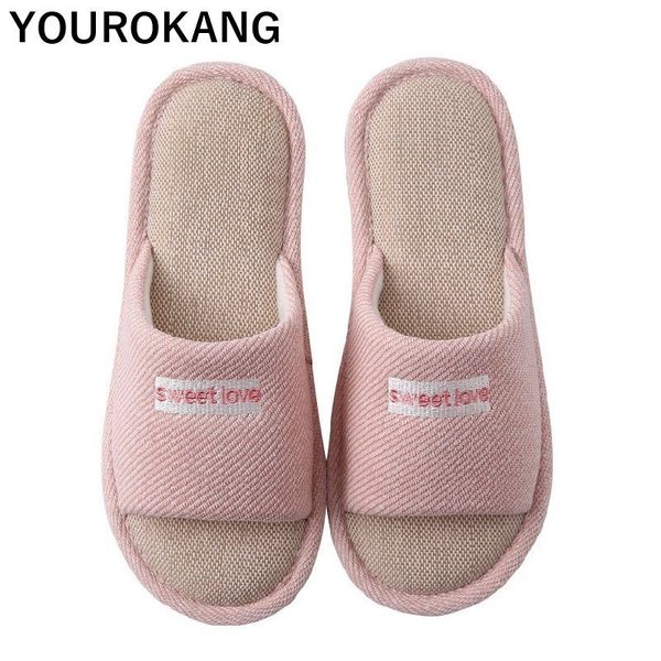 

summer women flax home slippers couple shoes indoor comfortable female linen slippers household floor spring flip flops, Black