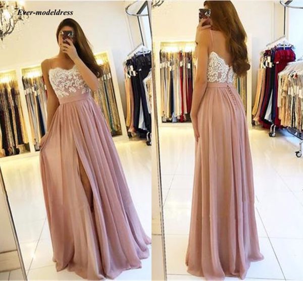 

2019 prom dress long floor length appliques side split spaghetti straps evening dresses formal party gowns plus size customize, White;black