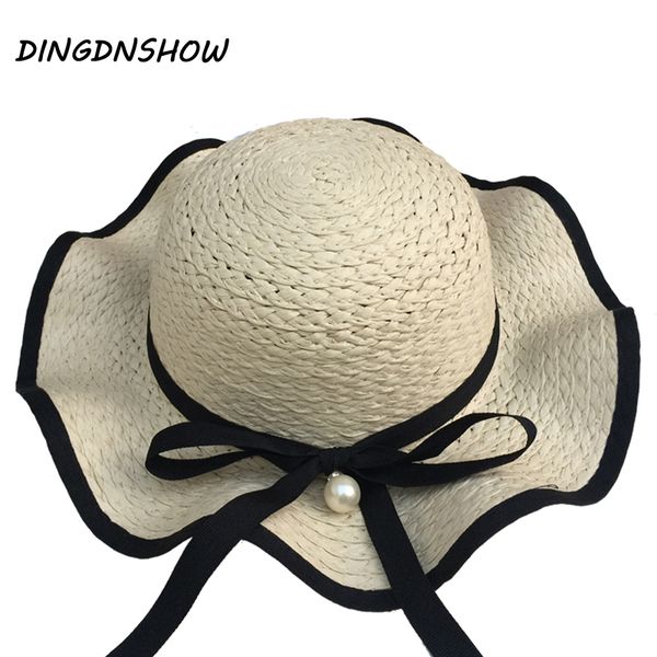 

dingdnshow] 2019 fashion sun hat kid wide brim beach cap flower summer hat for girl children straw hat, Yellow