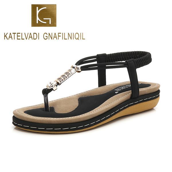 

katelvadi summer flat sandals woman 2020 new fashion women shoes clip toe sandals women solid color beach shoes rld0019, Black