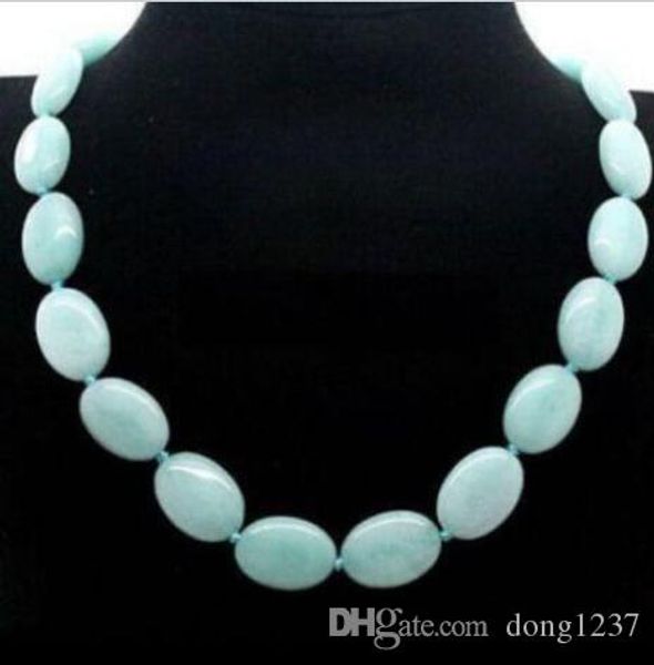 

pretty 13x18mm natural flat oval gemstone beads necklace 18inch, Silver