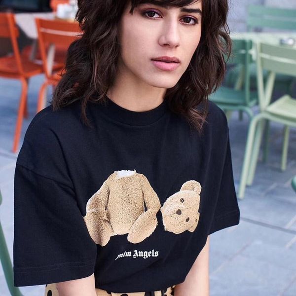 

мужские дизайнер футболки tide бренда хип-хоп улица пальмовое ангел медведь футболки мужчин и женщин пара плюш плюшевого мишку печати коротк, White;black