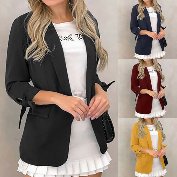 

womens collared tailored suit blazer coat slim long sleeve jacket size 8-16, White;black