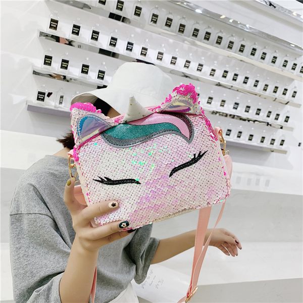 

jiulin 2019 new fashion children's cartoon bag parent-child women's bag shoulder diagonal sequined ears beast horn