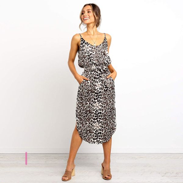 

women dresses leopard dress luxury summer spaghetti strap dress womens sleeveless dresses women clothes dresses, White;black