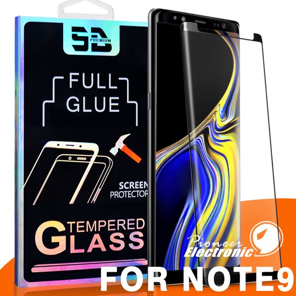 

3D Полный Клей Покрытие Чехол дружественный Закаленное Стекло Для Samsung Galaxy Note 8 S9 S8 Plus S7 S6 Край Кривой Фильм Защитная пленка Пакет