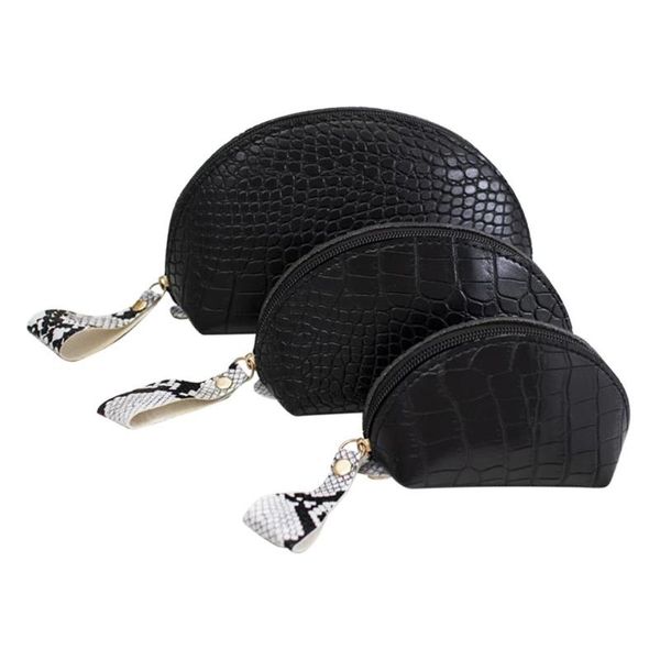 

fashion casual 3pcs solid color alligator pattern makeup bag women pu leather clutch zipper phone money handbag evening clutch