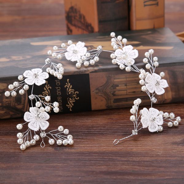 

new arrival handmade headbands for women white lace flower tiaras hairband wedding bride crown party wedding hair accessories bs