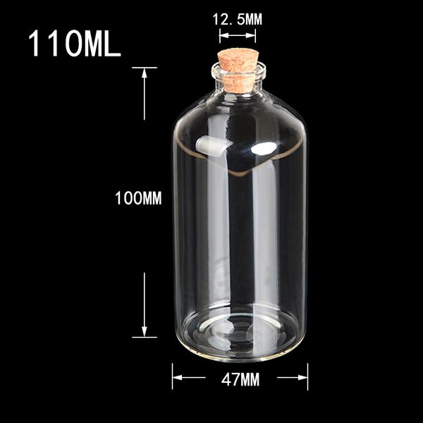 110 ml transparente Glas-Korkflaschen, Großhandel, Fläschchen, Gläser, leere Aufbewahrung, Wunschflaschen, dekorative Geschenk-DIY-Gläser, 12 Stück