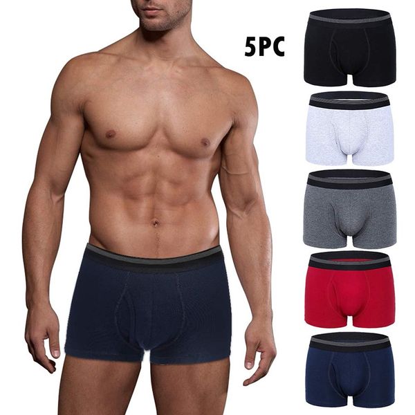 

5pcs men underwear boxer 5 pack no ride up comfortable breathable cotton sport underwear boxers mens shorts high quality, Black;white
