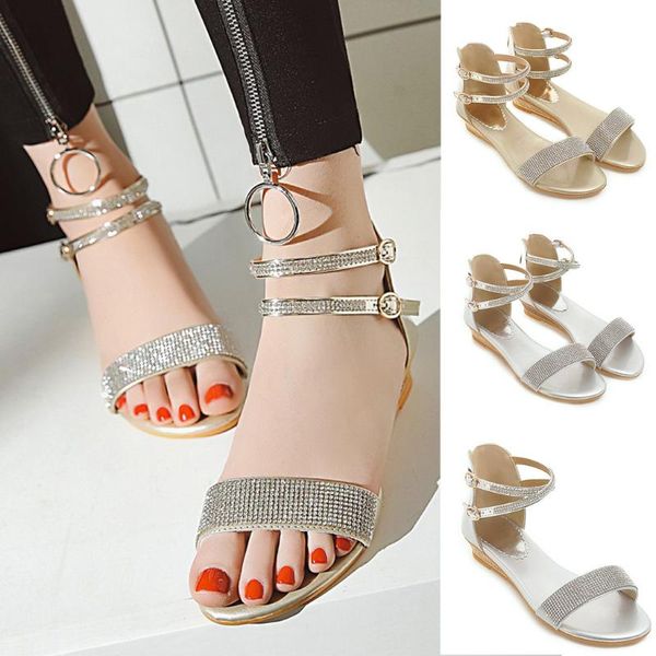 

2020 summer womens sandalias open toe breathable flats thick bottom ladies sandals buckle strap shoes woman roman sandals #c3, Black