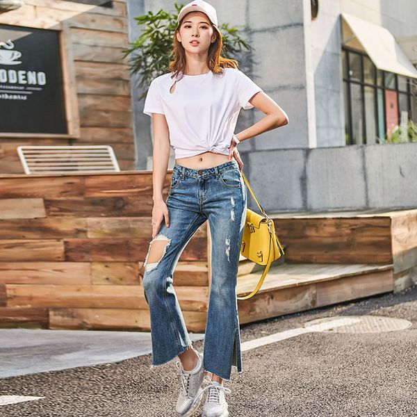 

jeans women solid vintage high waist wide leg denim trousers simple students all-match loose fashion harajuku womens chic casual, Blue