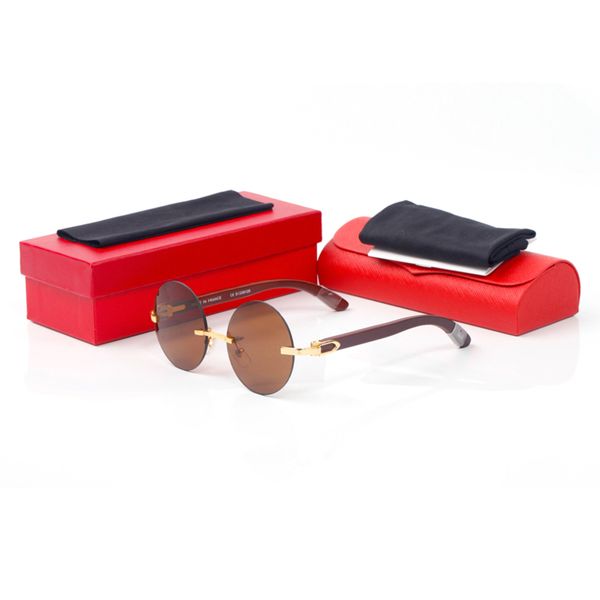 

безрамного круглых очки моды бренд дизайнер солнцезащитных очков фото большой круглый персик бессердечное обрамление золотых белые деревянны, Silver