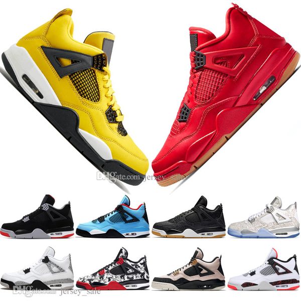 

2019 bred 4 4s what the cactus jack laser wings mens basketball shoes denim blue pale citron men sports designer sneakers size 36-47