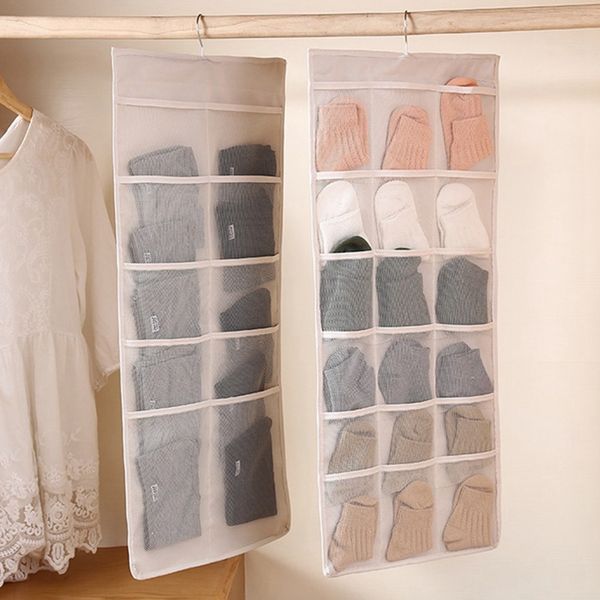 

15/30 pockets wall mounted wardrobe hang organizer sundries jewelry storage bags underwear cosmetics toys organizer bags new