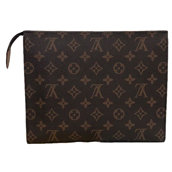 

designer fashion brown clutch cosmetic purse beauty luxury travel bag mini pochette accessories con logo canvas
