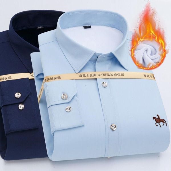 

new arrival fashion brand warm winter thicken men dress shirts long sleeve embroidery pattern male shirts, White;black