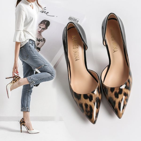 

woman high heels shoes shallow mouth patent leather branded pumps 2019 slip om work dress professional sandals ladies, Black